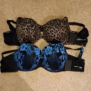 Torrid Leopard and Blue Floral Bras